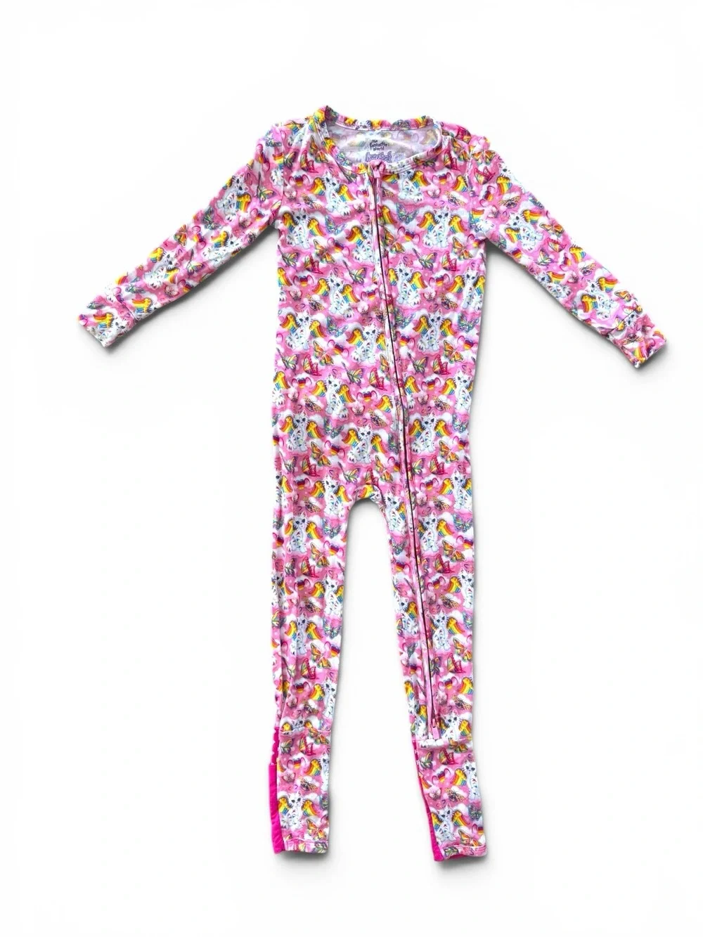 Posh Peanut x Lisa Frank Angel Kitty Convertible Bamboo Sleeper Pajamas 3T EUC
